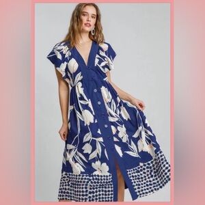 Umgee Navy Blue Floral Dress 👗